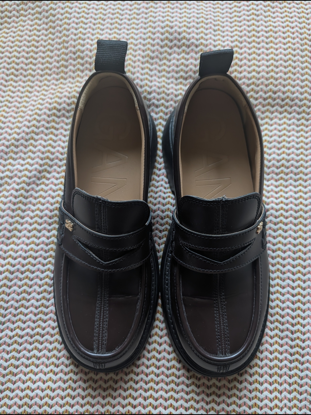 Ganni Chocolate Brown Leather Penny Loafers - Picture 9 of 9